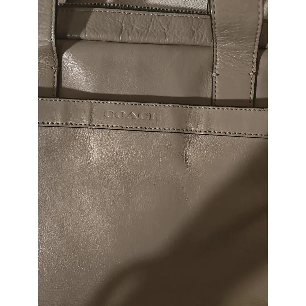 Coach Hudson Leather Briefcase in Fog Style F71561 Career Old Money Work Unisex